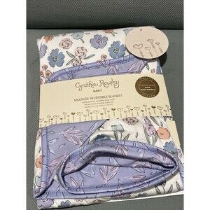Cynthia Rowley Travel Baby Blanket Purple Flowers Multiuse Reversible Rayon New
